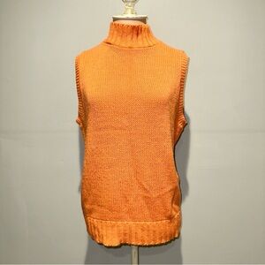 United States Sweaters Vintage Orange Sleeveless Knit Mockneck Sweater